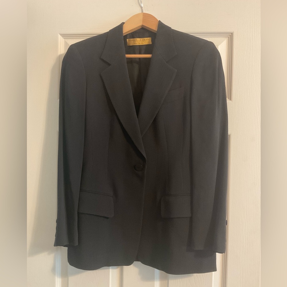 Donna Karan deep navy / black single breasted jacket, size 4